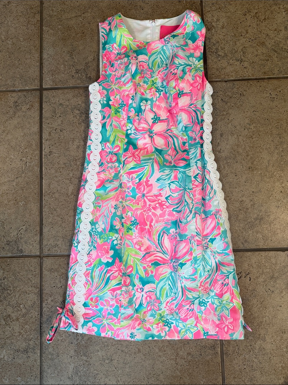 Floral Pink & Aqua women’s ' Sleeveless Shift Dress
